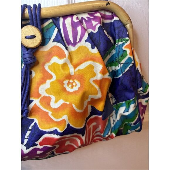 vintage liz claiborne Floral Wood Accent purse - Picture 7 of 16